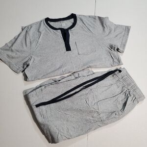 Blue‎ and Gray Knit Shirt with Dark Trim